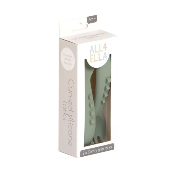 All4Ella Comfy grip silicone forks 2pk - Olive