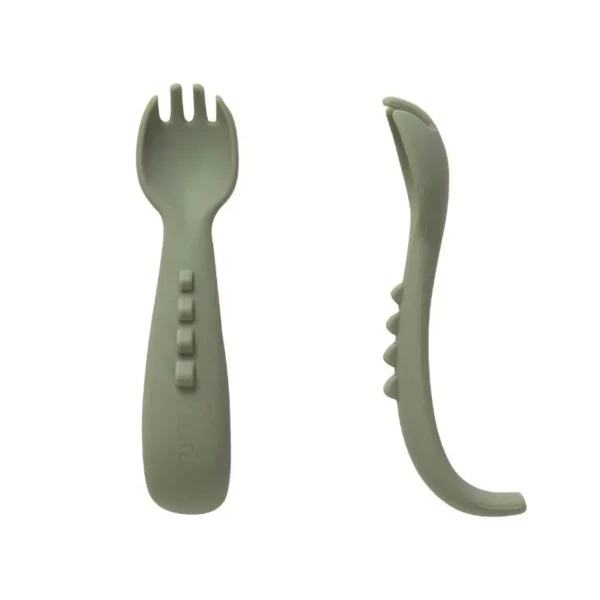 All4Ella Comfy grip silicone forks 2pk - Olive