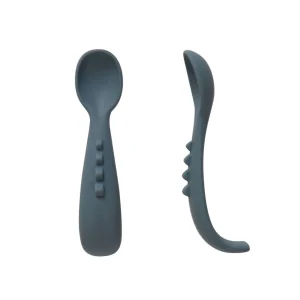 All4Ella Comfy grip silicone spoons 2pk - Slate Blue