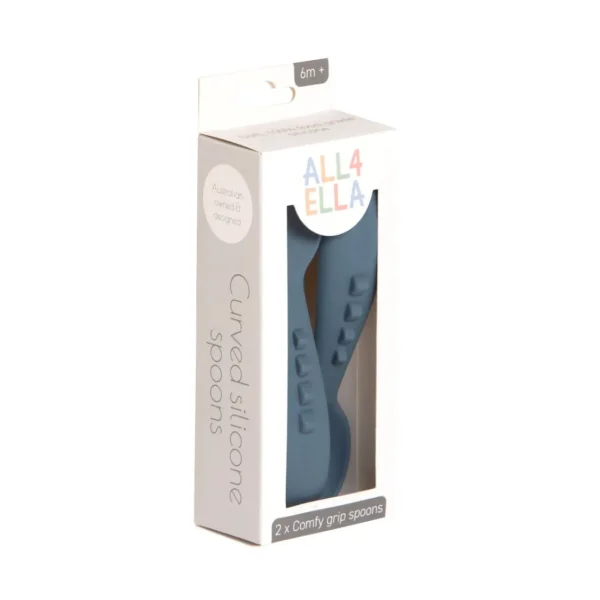 All4Ella Comfy grip silicone spoons 2pk - Slate Blue