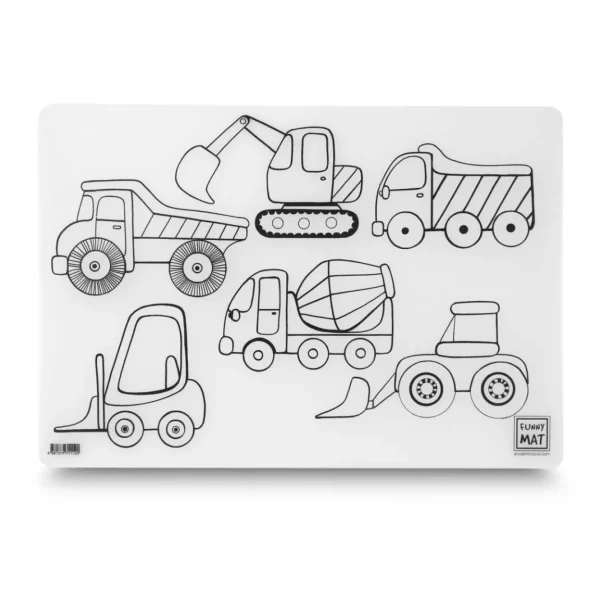 Funny Mat Large - Construction Trucks