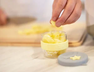 Cherub Baby Glass Baby Food Storage 3Pk - Lemon & Grey