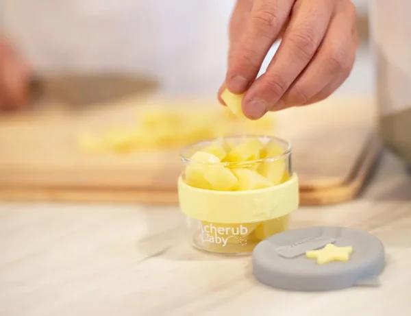 Cherub Baby Glass Baby Food Storage 3Pk - Lemon & Grey