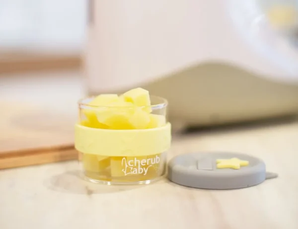 Cherub Baby Glass Baby Food Storage 3Pk - Lemon & Grey