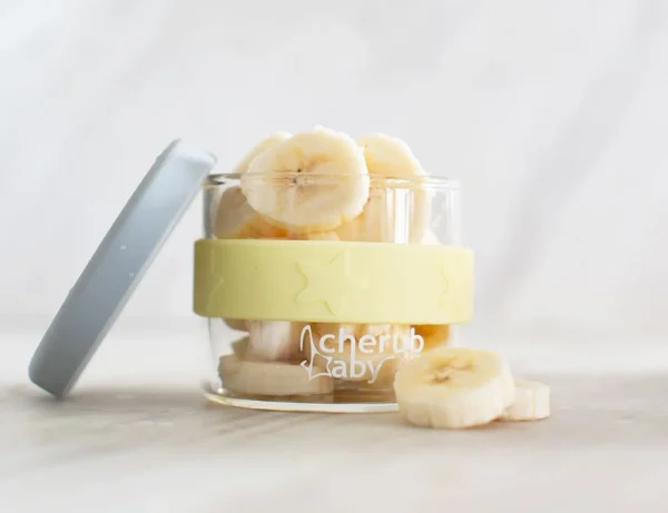 Cherub Baby Glass Baby Food Storage 3Pk - Lemon & Grey