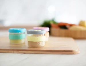 Cherub Baby Glass Baby Food Storage 3Pk - Lemon & Grey
