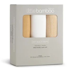 Little Linen Little Bamboo Muslin Wrap 3Pk - Marigold