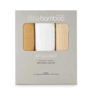 Little Linen Little Bamboo Muslin Wrap 3Pk - Marigold
