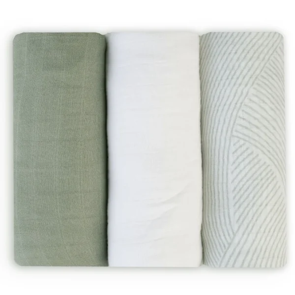 Little Linen LITTLE BAMBOO MUSLIN WRAPS 3PK - BAYLEAF