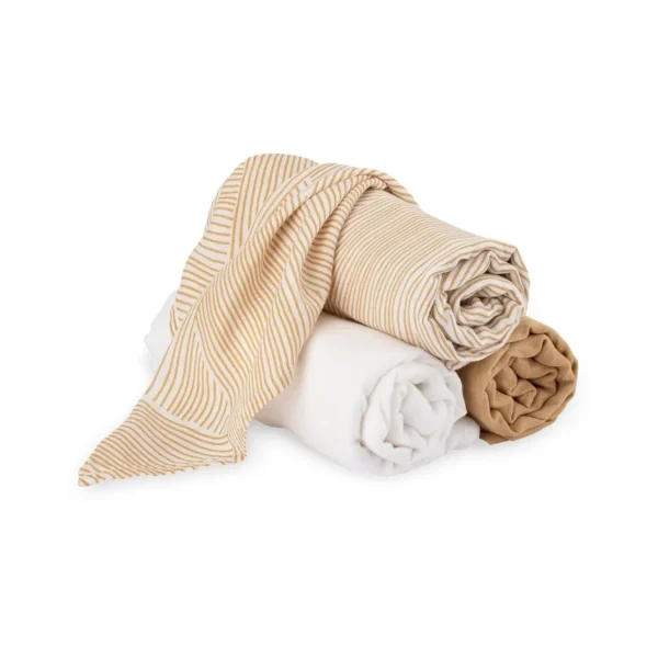 Little Linen Little Bamboo Muslin Wrap 3Pk - Marigold