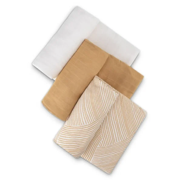 Little Linen Little Bamboo Muslin Wrap 3Pk - Marigold