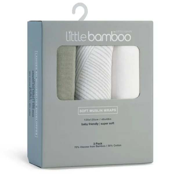 Little Linen LITTLE BAMBOO MUSLIN WRAPS 3PK - BAYLEAF