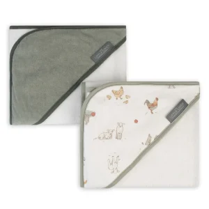 Little Linen Hooded Towel 2pk - Farmyard Lamb