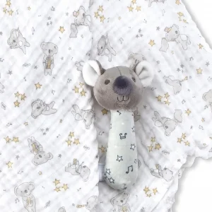 Little Linen Muslin Wrap & Crinkle Toy - Cheeky Koala