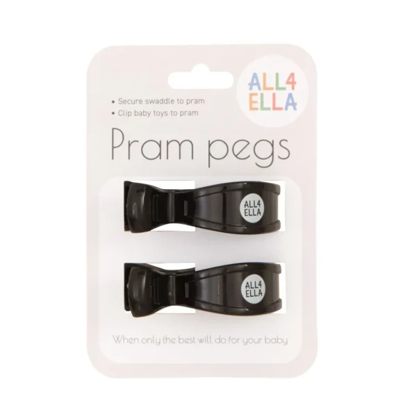 All4Ella Pram Peg 2pk - Black