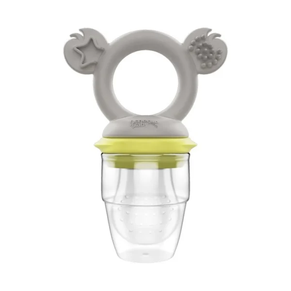 Cherub Baby Silicone Fresh Food Feeder & Tether - Lemon & Grey