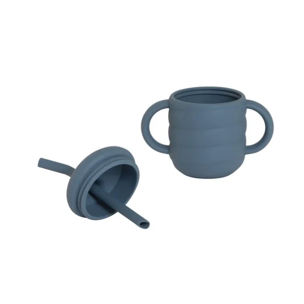 All4Ella Silicone Sippy Cup with Straw - Slate Blue
