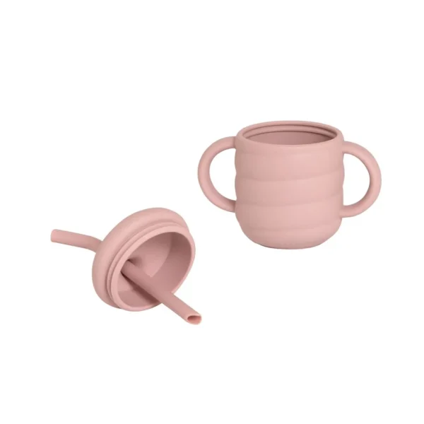 All4Ella Silicone Sippy Cup with Straw - Dusty Pink