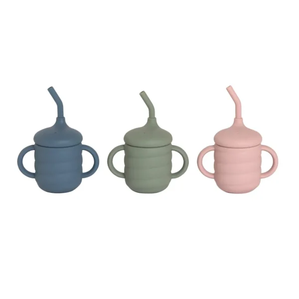 All4Ella Silicone Sippy Cup with Straw - Slate Blue
