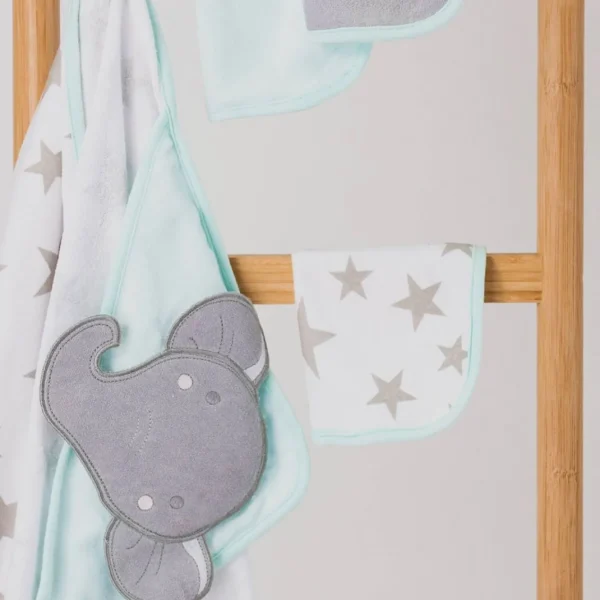 Little Linen The Company Hooded Towel & Washers Elephant Star