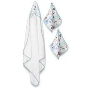 Little Linen Weegoamigo Hooded Towel + Washers Daryl Dino