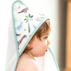 Little Linen Weegoamigo Hooded Towel + Washers Daryl Dino