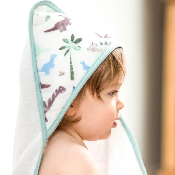 Little Linen Weegoamigo Hooded Towel + Washers Daryl Dino