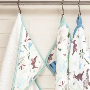 Little Linen Weegoamigo Hooded Towel + Washers Daryl Dino