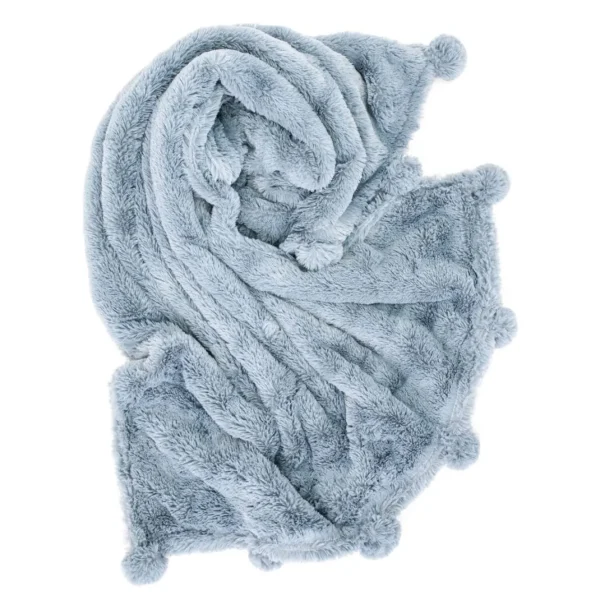 Little Linen Weegoamigo Plush Pom Pom Blanket - Midnight